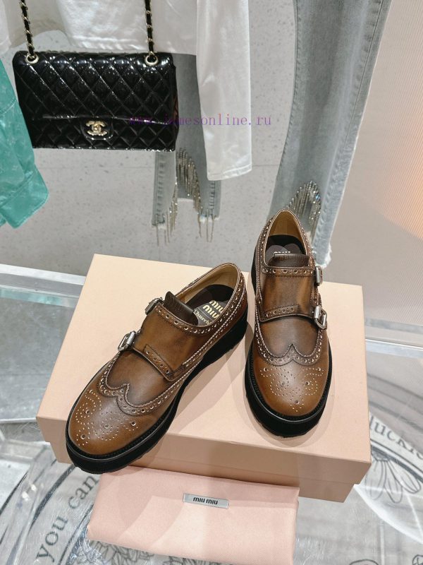 ?????? Miu Miu's new thick soled Block leather shoesSelected imported polished cowhide mater7soy1nwg - Image 5