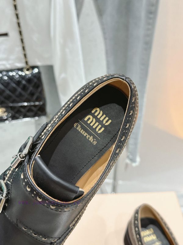?????? Miu Miu's new thick soled Block leather shoesSelected imported polished cowhide matertpry99ud - Image 8