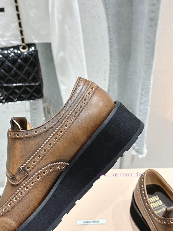 ?????? Miu Miu's new thick soled Block leather shoesSelected imported polished cowhide mater7soy1nwg - Image 8
