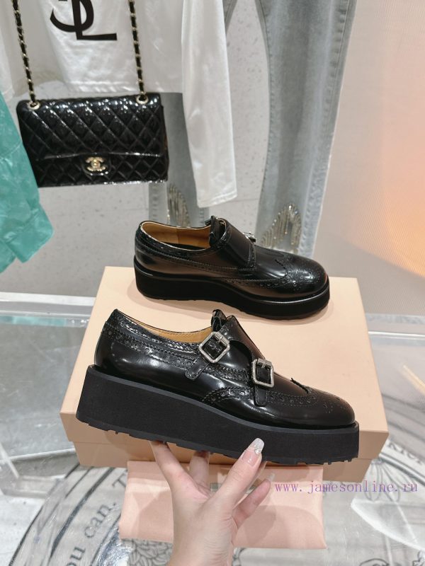 ?????? Miu Miu's new thick soled Block leather shoesSelected imported polished cowhide maternrmh9ji0 - Image 5