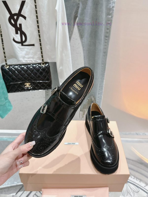?????? Miu Miu's new thick soled Block leather shoesSelected imported polished cowhide maternrmh9ji0 - Image 6