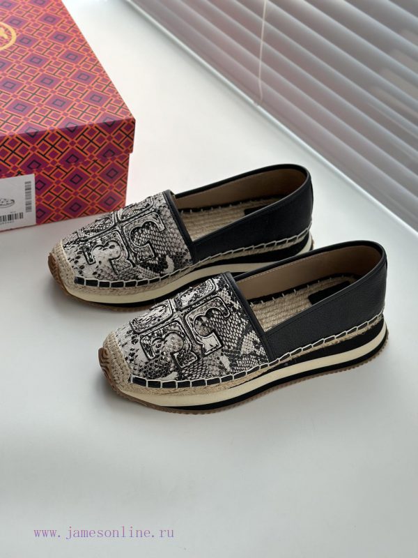 Snake patterned cowhide and sheepskinTBTORY BURCH T MONOGRAM Fisherman's Shoes Women's Shoesscmldnru