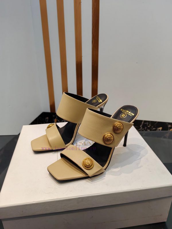 Out, Balmain 2024 Spring/Summer Fashion Show Original Metal Buckle High Heel SlippersBrand Bn2a2x8ui - Image 4