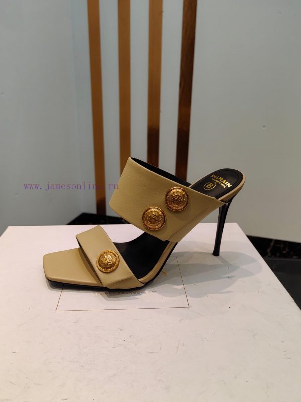 Out, Balmain 2024 Spring/Summer Fashion Show Original Metal Buckle High Heel SlippersBrand Bn2a2x8ui - Image 10