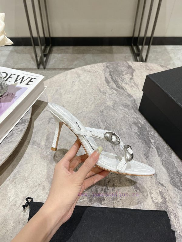 Alexander Wang's 24 Spring/Summer New Dome Middle Heel Sandals with Serpentine Pattern and Sorcdolkr - Image 5