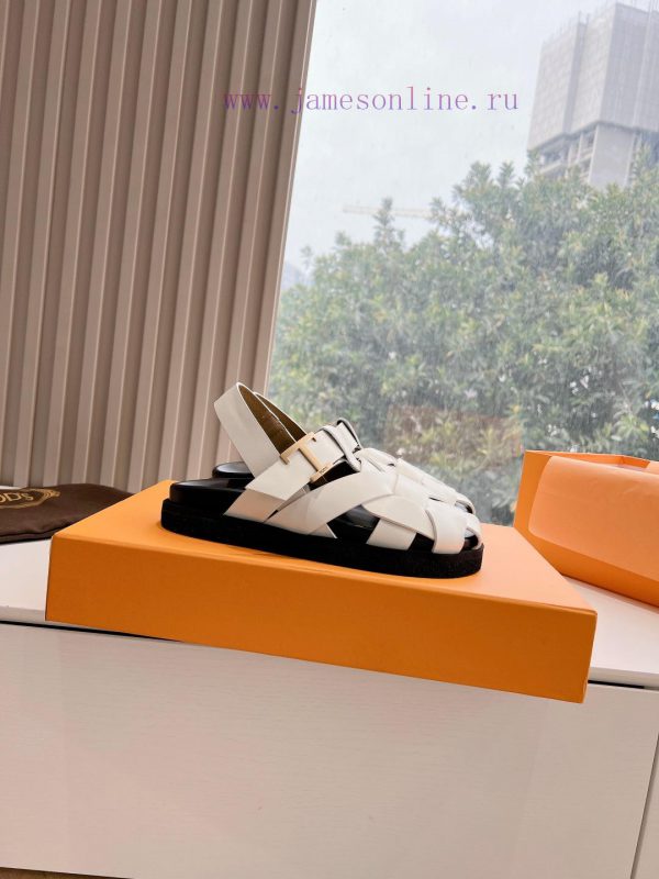 Tods 2024 Fashion Show Roman Sandals Pig Cage ShoesHand woven leather with retro and fashionxktow9ob - Image 7