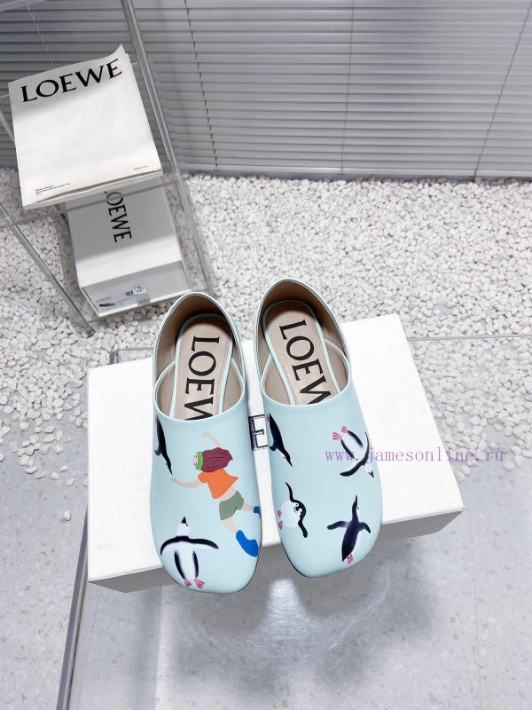 Luoyiwei Loewe's new round toe flat shoes that can be stepped on with one foot, lazy single 3msjcg3t