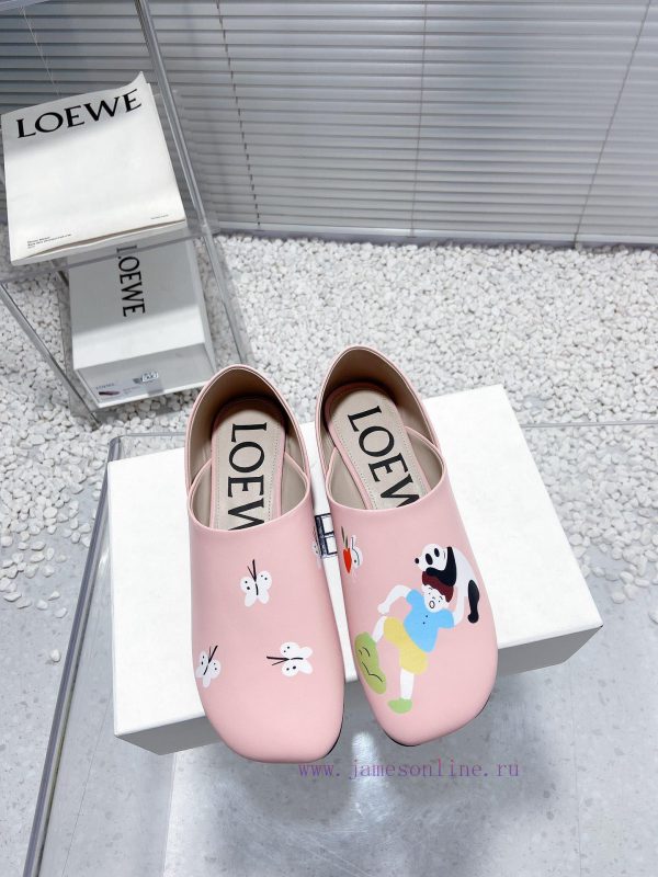 Luoyiwei Loewe's new round toe flat shoes that can be stepped on with one foot, lazy single u8a4msea