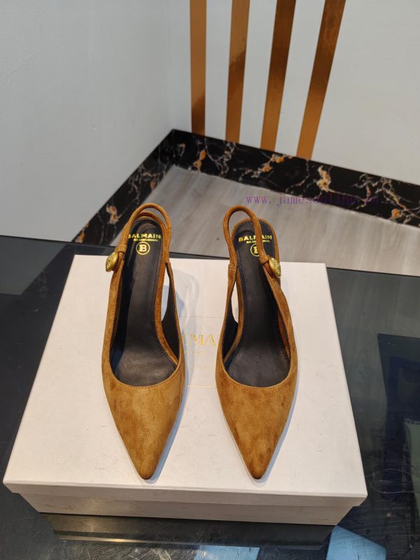 Come out, Balmain 2024 Spring/Summer Fashion Original Metal Buckle High Heel Back Empty Sandirqzqmlt