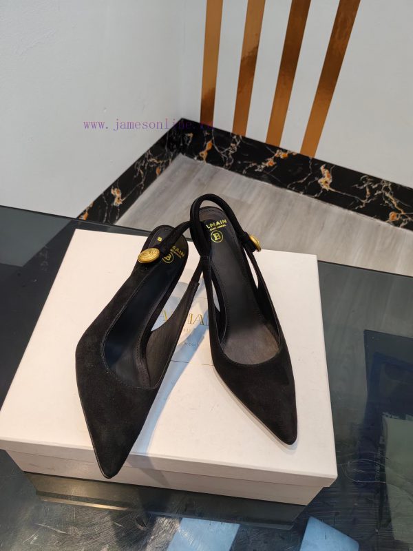 Come out, Balmain 2024 Spring/Summer Fashion Original Metal Buckle High Heel Back Empty Sand1qtb71rd - Image 8