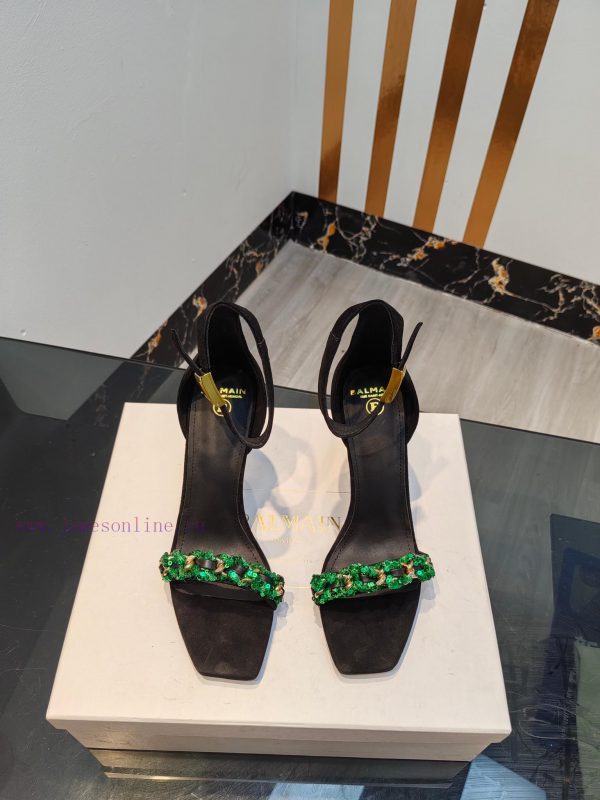 Out, Balmain 2024 Spring/Summer Fashion Show Original Metal Buckle High Heel SandalsBrand Babmu93rfe
