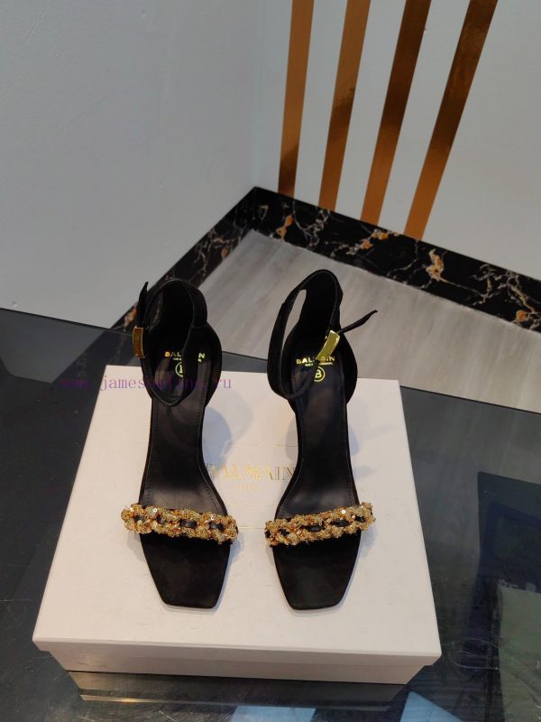 Out, Balmain 2024 Spring/Summer Fashion Show Original Metal Buckle High Heel SandalsBrand Ba05hevh28