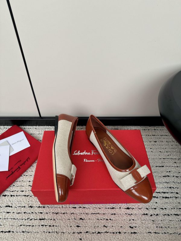 FERRAGAM * 24/Early Spring New SF Ferragamo Flat Single ShoesThis year's hot bow tie is pair45kxc8si - Image 4