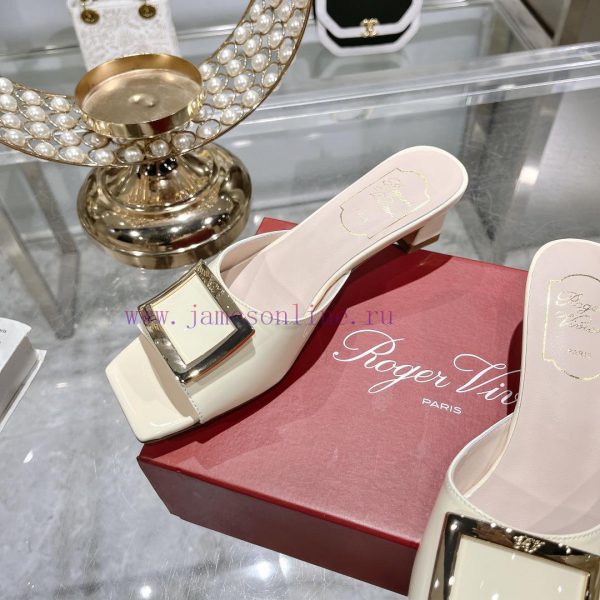 Roger Vivier RV open toed metal square buckle high-heeled slippers for cooldown, new RV earlkv7iuuwq - Image 7