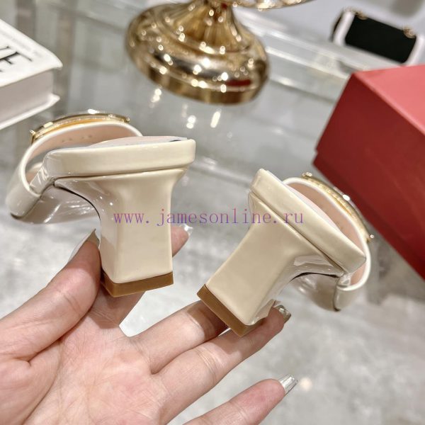 Roger Vivier RV open toed metal square buckle high-heeled slippers for cooldown, new RV earlkv7iuuwq - Image 9