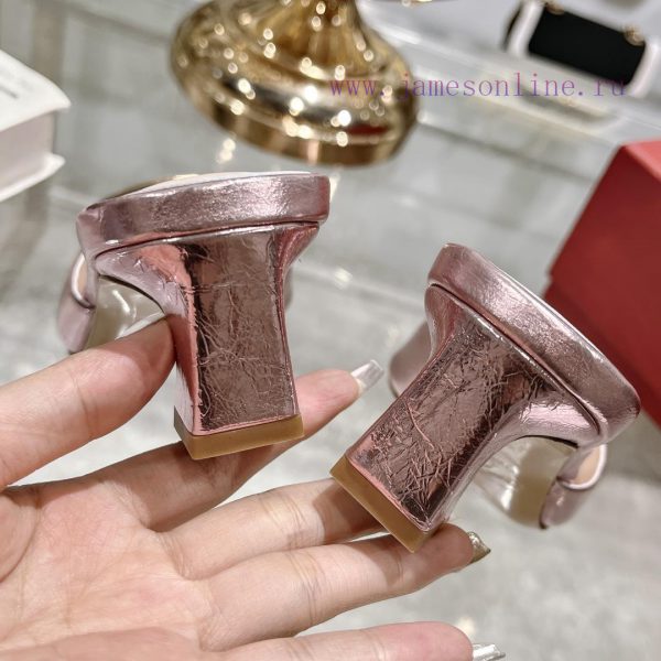Roger Vivier RV open toed metal square buckle high-heeled slippers for cooldown, new RV earlmbuci6ez - Image 10