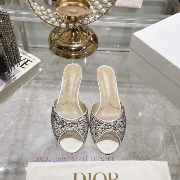 Top tierDior 2024 Spring/Summer New Fish Mouth Slippers Round Headed Mary Jane Heels Top in s4iaq64i