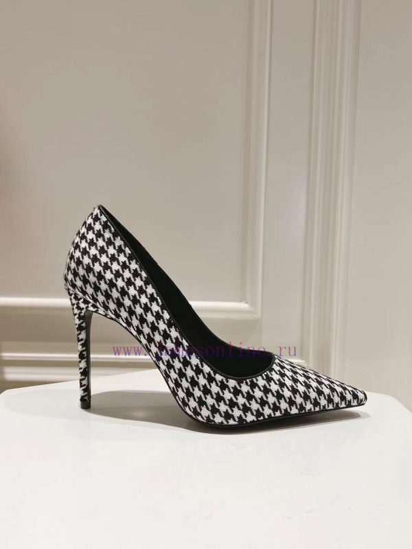 35-42 size genuine leather outsole, small square toe houndstooth fabric, single shoe sheepskjdpxvkaq