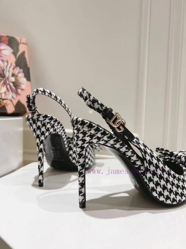 35-42 size genuine leather outsole, small square toe houndstooth fabric, single shoe sheepskumys962e - Image 7