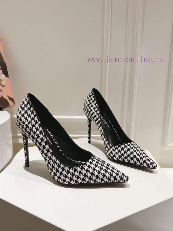 35-42 size genuine leather outsole, small square toe houndstooth fabric, single shoe sheepskjdpxvkaq - Image 4