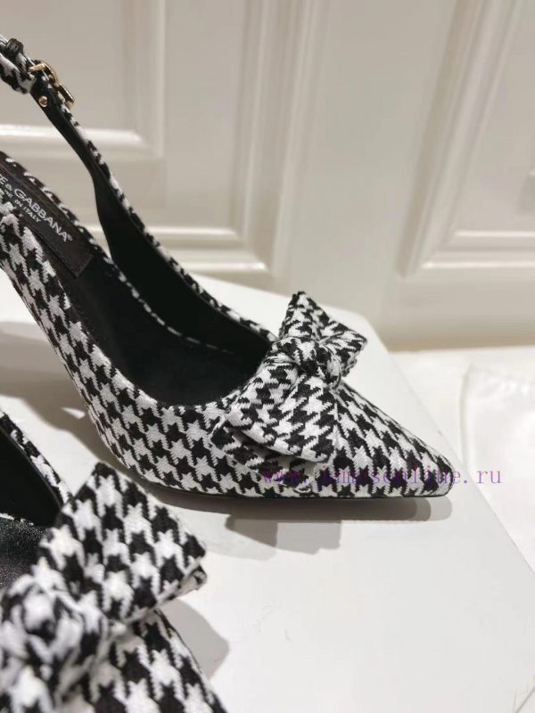 35-42 size genuine leather outsole, small square toe houndstooth fabric, single shoe sheepskumys962e - Image 8