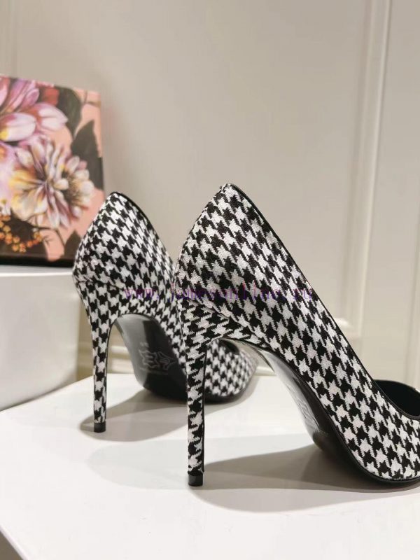35-42 size genuine leather outsole, small square toe houndstooth fabric, single shoe sheepskjdpxvkaq - Image 7