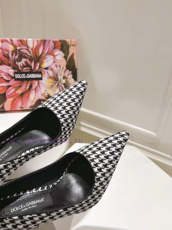 35-42 size genuine leather outsole, small square toe houndstooth fabric, single shoe sheepskjdpxvkaq - Image 8