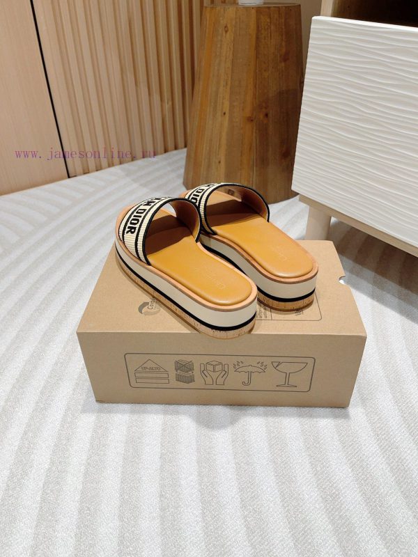 -Black stripe24Ss new Dior Riviera Dway embroidered thick soled slippers in jelly colorThis quqws0g2 - Image 7