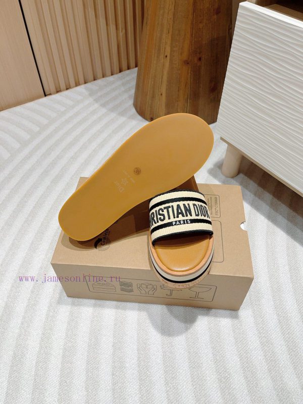 -Black stripe24Ss new Dior Riviera Dway embroidered thick soled slippers in jelly colorThis quqws0g2 - Image 10