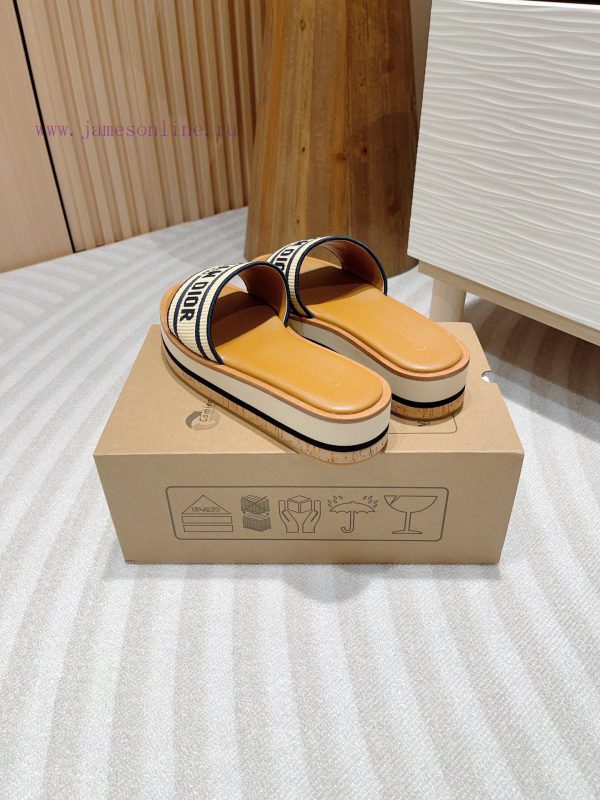 -Blue bar24Ss new Dior Riviera Dway embroidered thick soled slippers in jelly colorThis Dway93bvxedq - Image 7