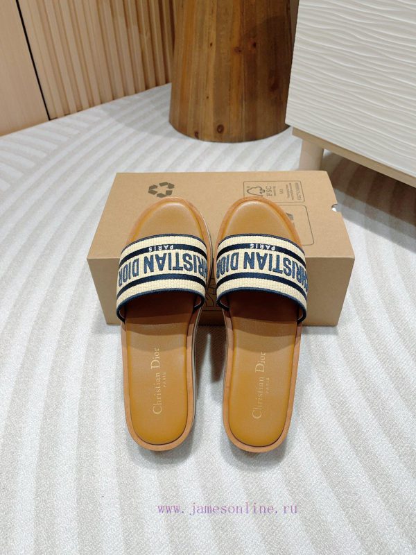 -Blue bar24Ss new Dior Riviera Dway embroidered thick soled slippers in jelly colorThis Dway93bvxedq - Image 8