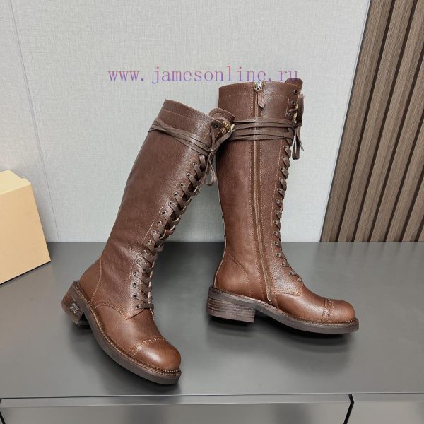 Top tierMIUMIU 2024 vs Autumn/Winter Latest Fashion Explosive CollectionRound toe lace up thyovhgdms - Image 7