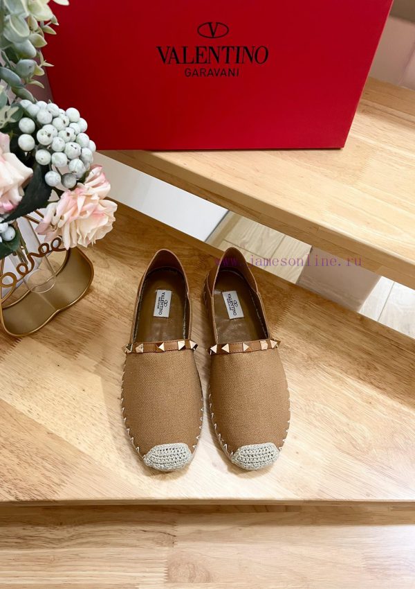 Women's and Men's 290Valentino Garavani/Valentino canvas new fisherman's shoes-Rivet decorateyeye0vr