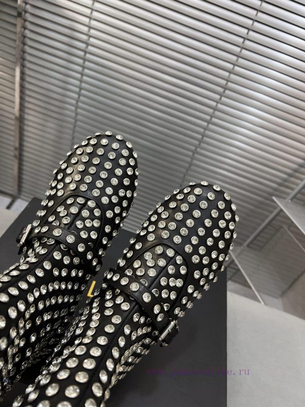 Alaia runway style flat bottomed rhinestone studded short boots ?A super popular and dazzlin3h9x9lno - Image 6