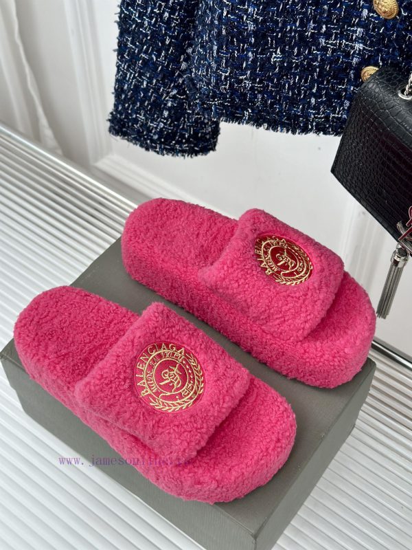 Balenciaga | Balenciaga 24S New Product Letter Embroidered Thai Thick Bottom Di Hairy Slippel7356hys - Image 4