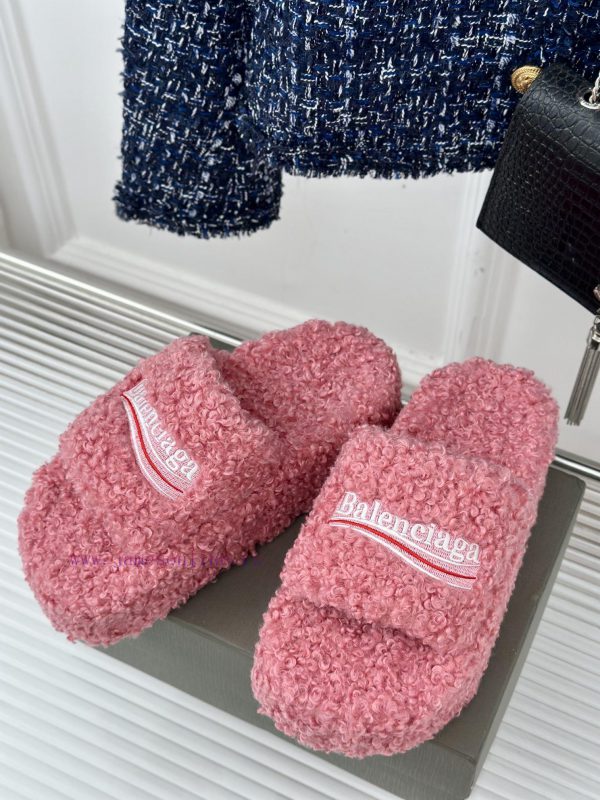 Balenciaga | Balenciaga 24S New Product Letter Embroidered Thai Thick Bottom Di Hairy Slippe4sc8pkhs - Image 3