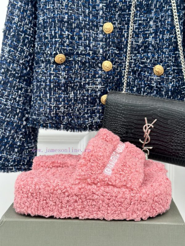 Balenciaga | Balenciaga 24S New Product Letter Embroidered Thai Thick Bottom Di Hairy Slippennu4x9w0