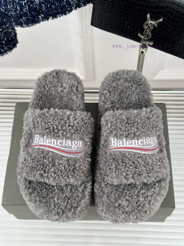 Balenciaga | Balenciaga 24S New Product Letter Embroidered Thai Thick Bottom Di Hairy Slippeqm4rz0ak - Image 5