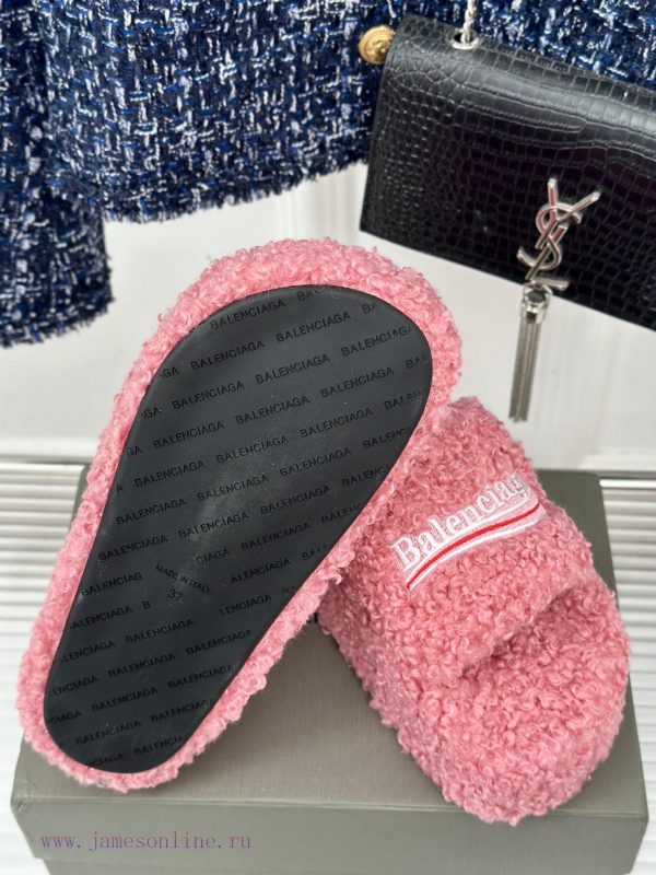 Balenciaga | Balenciaga 24S New Product Letter Embroidered Thai Thick Bottom Di Hairy Slippe4sc8pkhs - Image 10