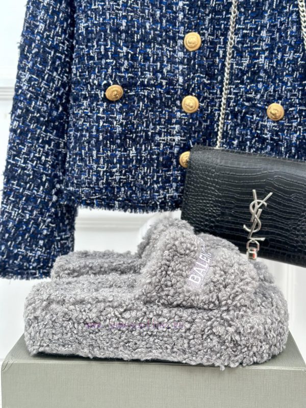 Balenciaga | Balenciaga 24S New Product Letter Embroidered Thai Thick Bottom Di Hairy Slippelwf6l32b