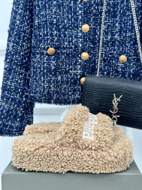 Balenciaga | Balenciaga 24S New Product Letter Embroidered Thai Thick Bottom Di Hairy Slippernxqap8u