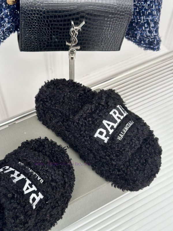Balenciaga | Balenciaga 24S New Product Letter Embroidered Thai Thick Bottom Di Hairy Slippe50pwwfjn - Image 6