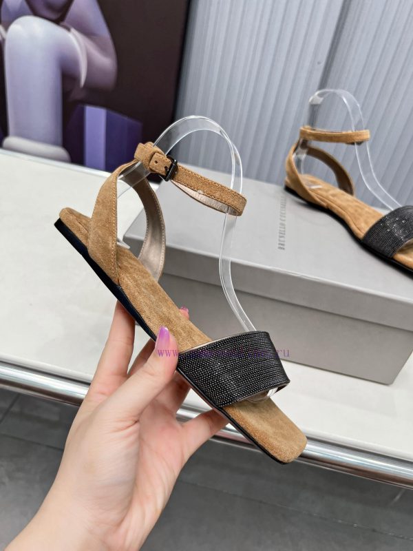 Brunello Cucinelli B C sandals are now available in new stylesImported cashmere fabric with onewmvl3