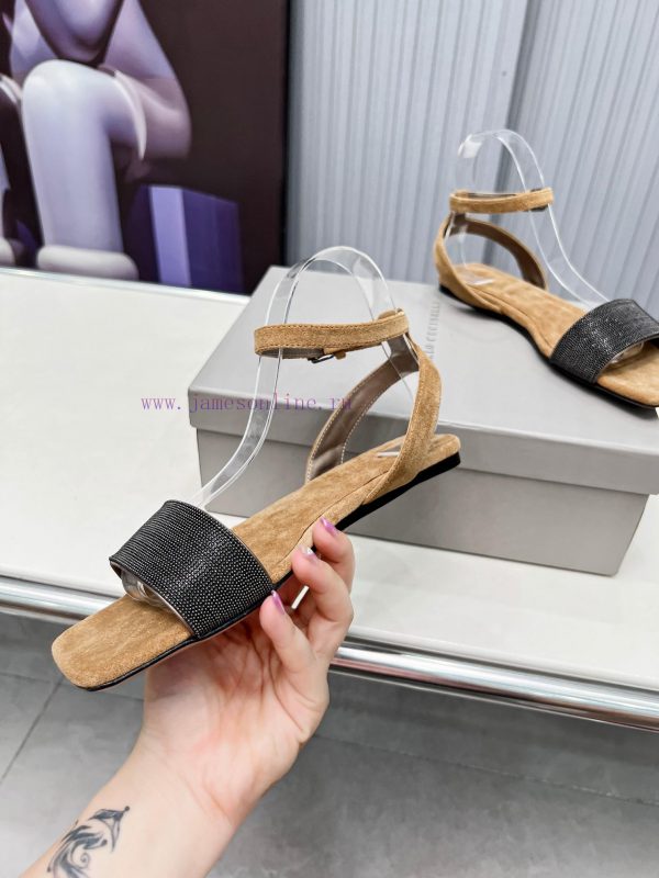 Brunello Cucinelli B C sandals are now available in new stylesImported cashmere fabric with onewmvl3 - Image 3