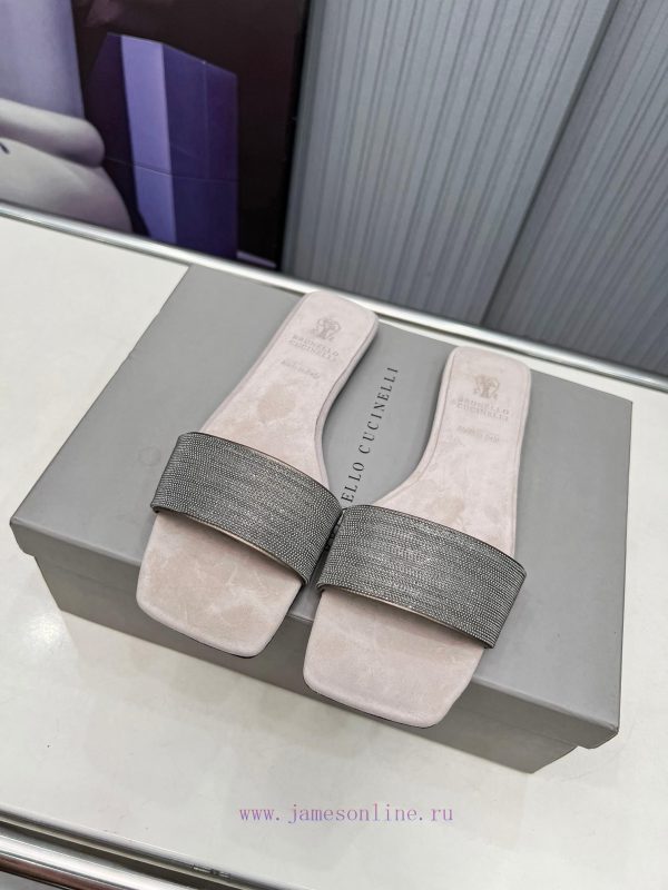 Brunello Cucinelli B C sandals are now available in new stylesImported cashmere fabric with jyxnjy4i - Image 4