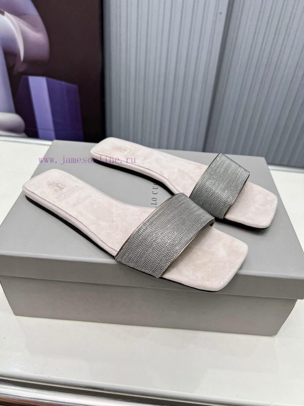 Brunello Cucinelli B C sandals are now available in new stylesImported cashmere fabric with jyxnjy4i - Image 5