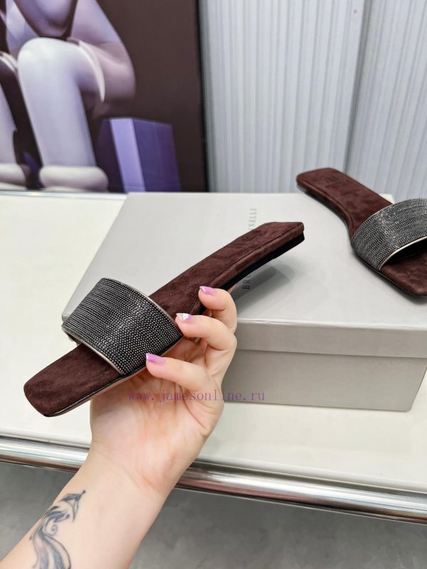 Brunello Cucinelli B C sandals are now available in new stylesImported cashmere fabric with bljc7rje - Image 3