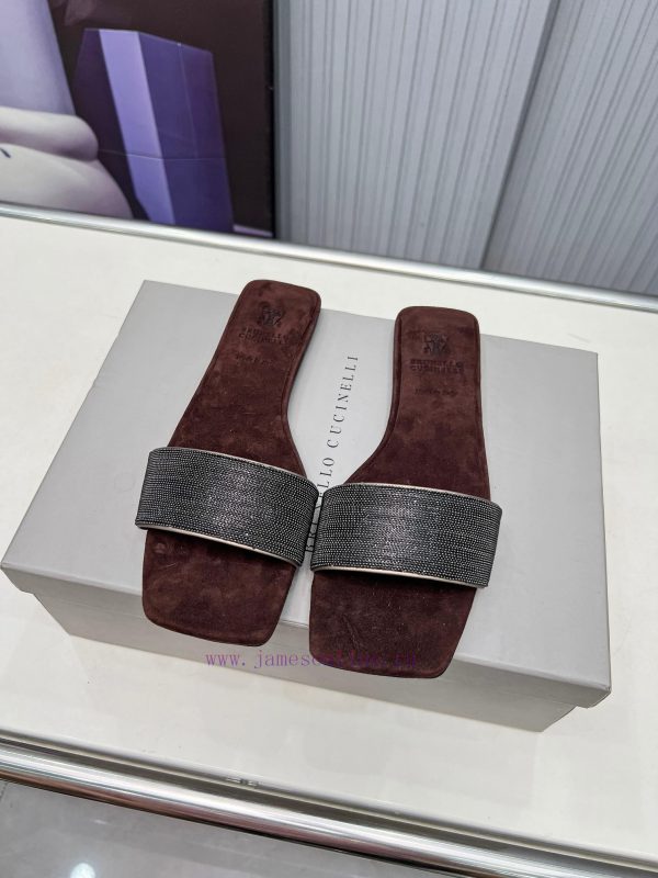 Brunello Cucinelli B C sandals are now available in new stylesImported cashmere fabric with bljc7rje - Image 4