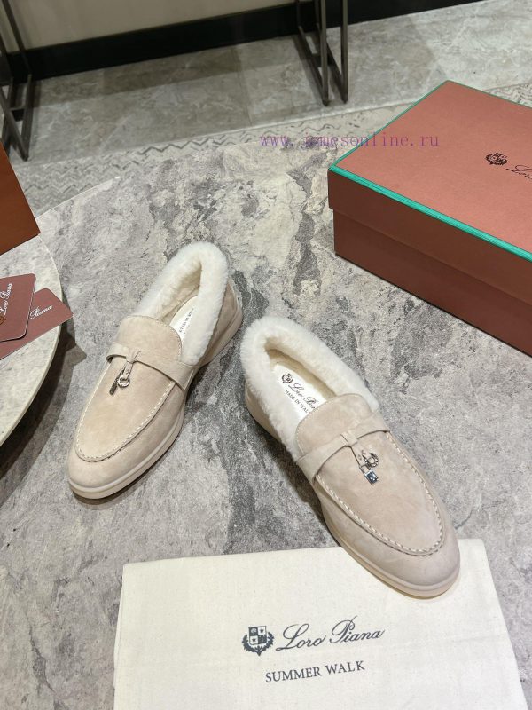 Female male 10Loro Pian * Classic Popular LP Top British Tassel Flat Hairy loafers Upgraded ijugh6x6 - Image 3