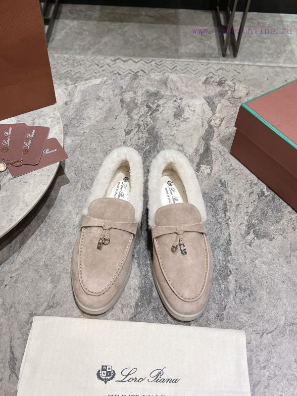 Female male 10Loro Pian * Classic Popular LP Top British Tassel Flat Hairy loafers Upgraded ok1vmx89